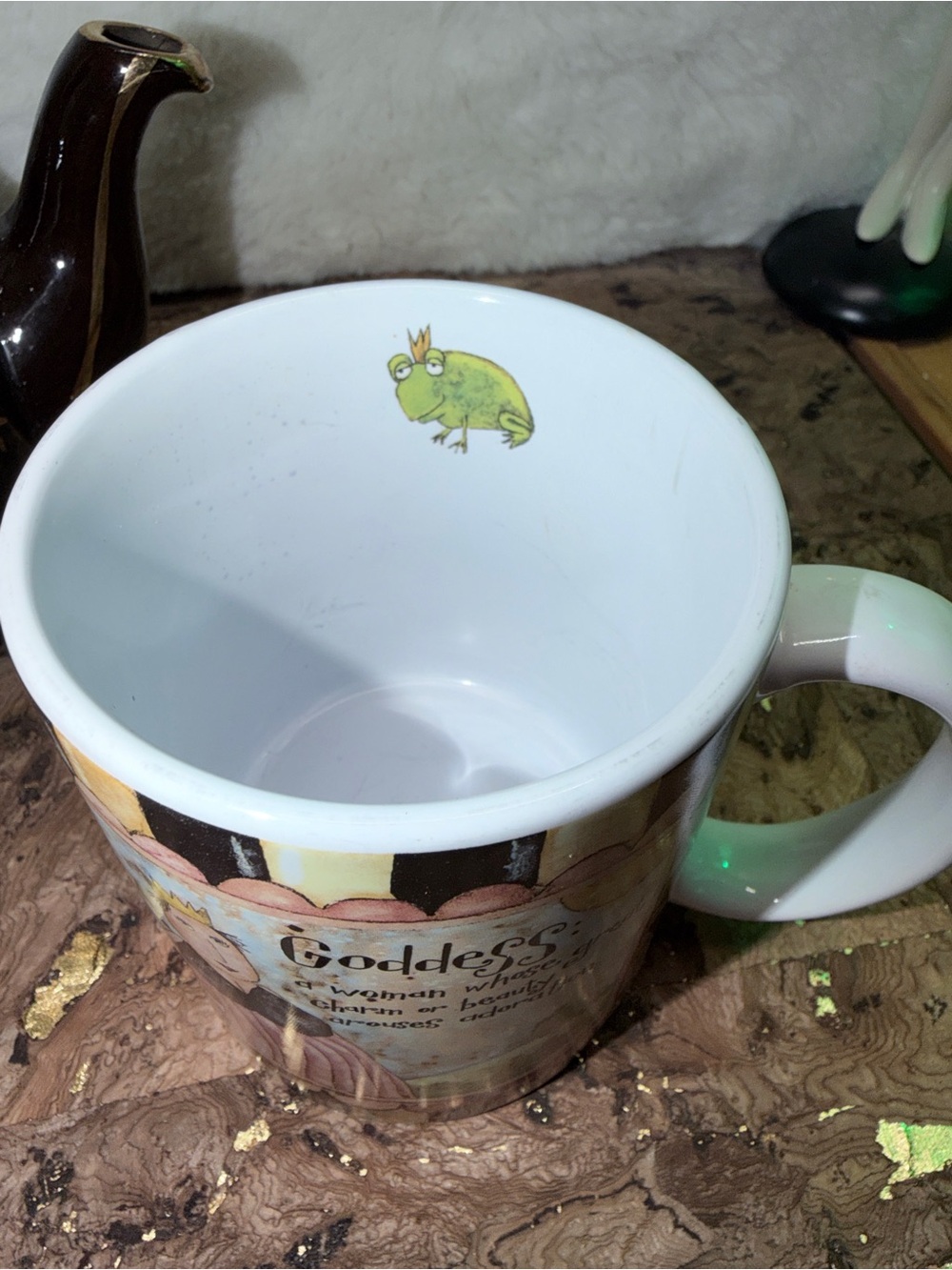 Vintage Dark Brown & Gold Star Teapot with Cute Goddess Mug 🍵 - Picture 4 of 7